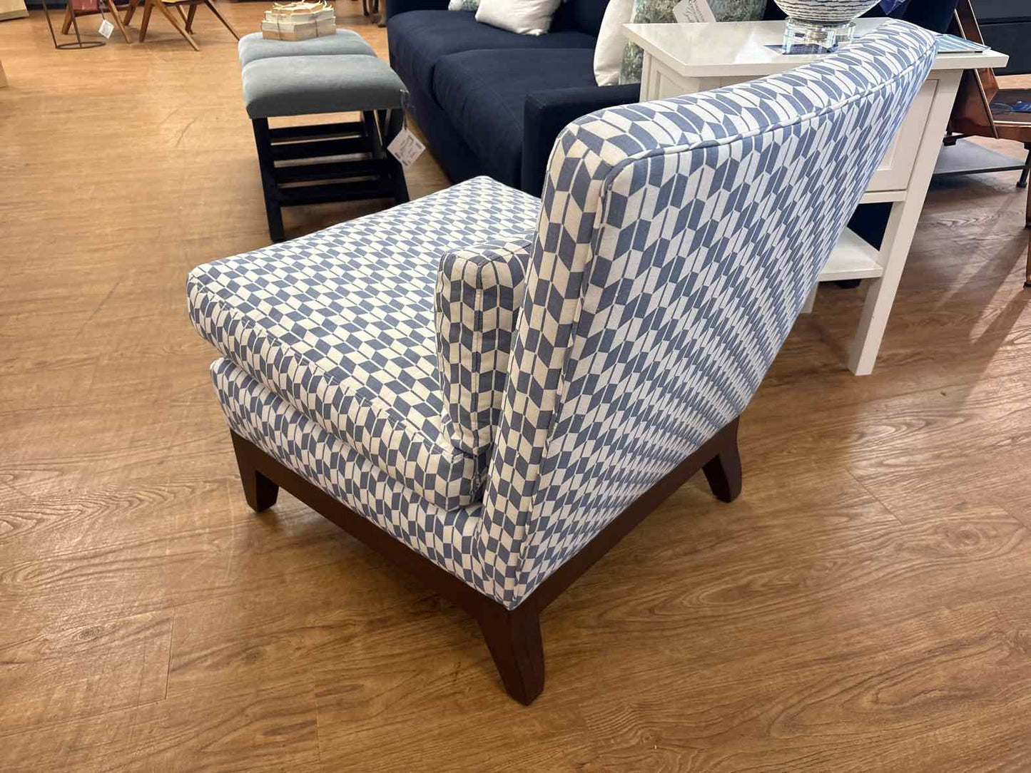 Kroll Furniture Soft Blue & White Slipper Chair
