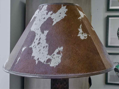 Metal Square Column Table Lamp with Hair-on-Hide Shade