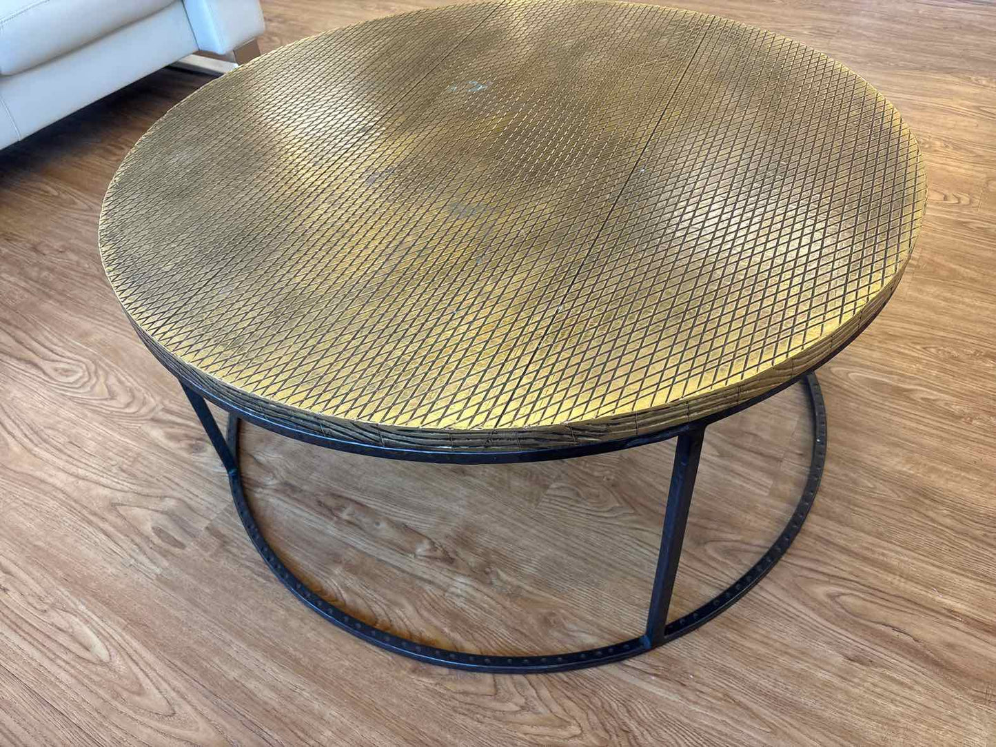 Diamond Engraved Brass Top Cocktail Table
