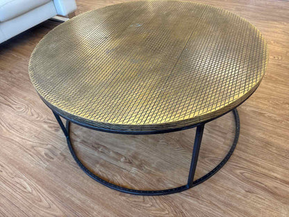 Diamond Engraved Brass Top Cocktail Table