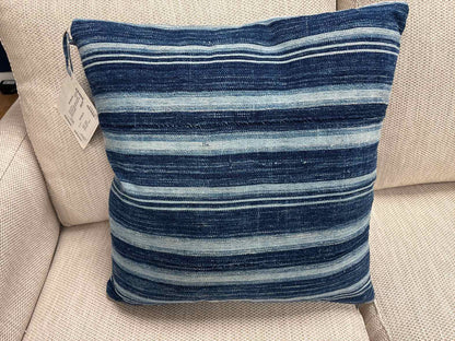 Textured Blue Stripe Accent Pillow