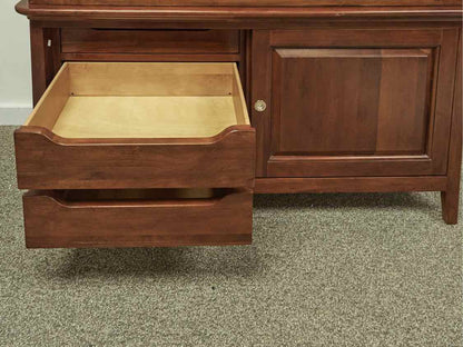 Kincaid Cherry Display Cabinet w/Glass Slide Doors& 3 Drawers & 2 shelf Cabinet