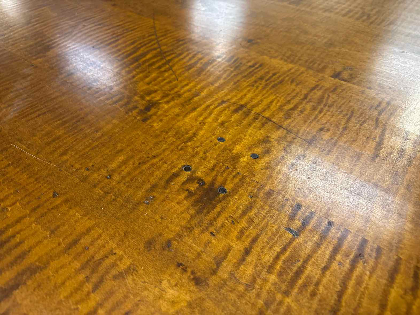 Stephen Plaud Square Tiger Maple Dining Table with 4 Drawers