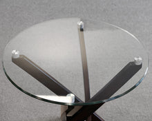 Pair of Round Side Tables w/ Wooden Base