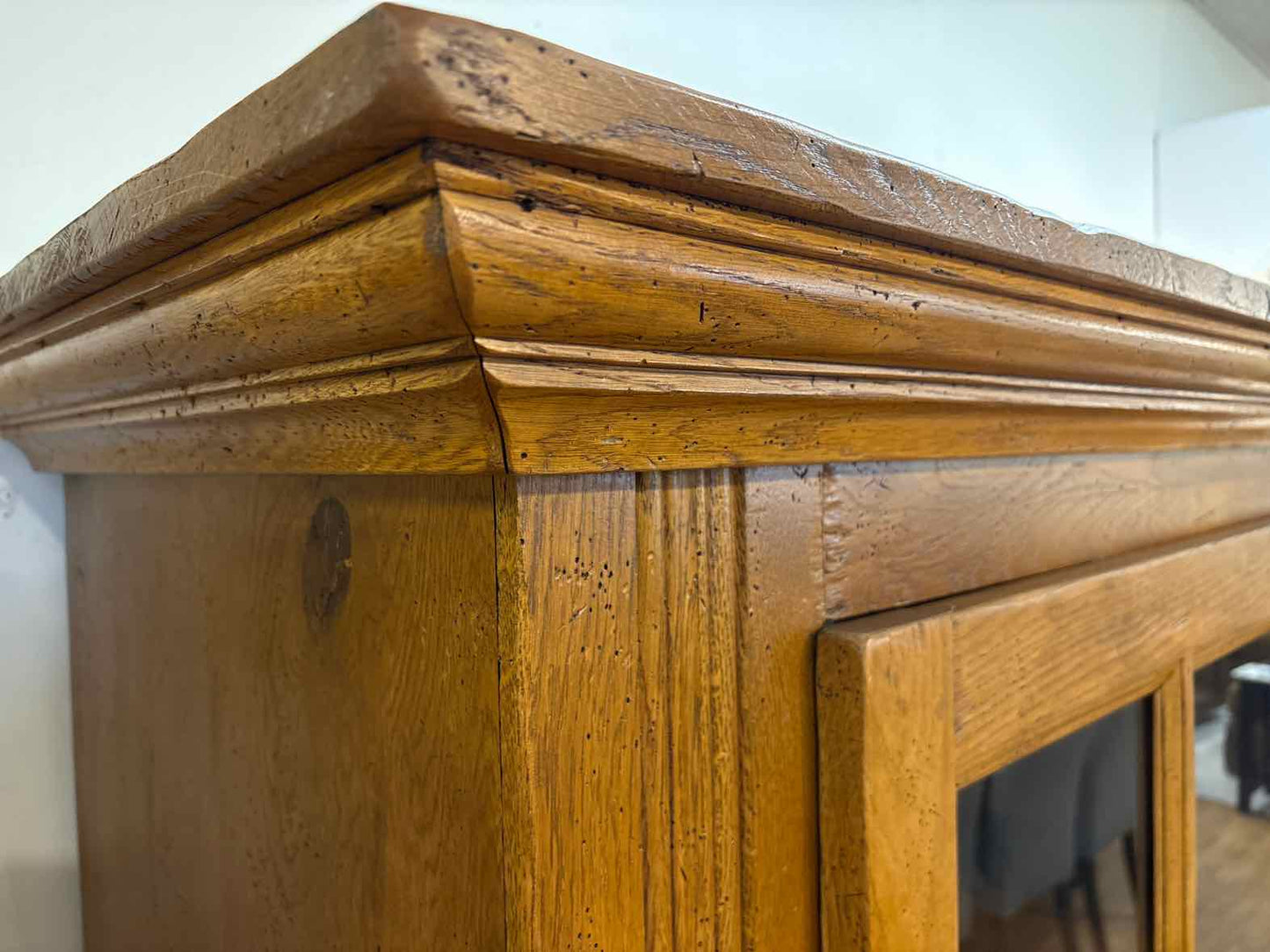 Crate & Barrel Distressed Oak 2-Drawer Cabinet
