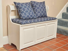 White Finish Storage Bench With Nautical Rope Theme Cushion & 2 Pillows