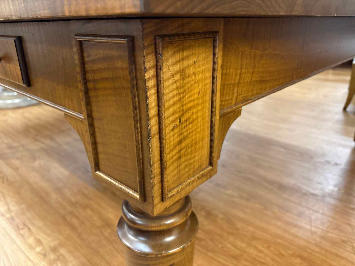 Stephen Plaud Square Tiger Maple Dining Table with 4 Drawers