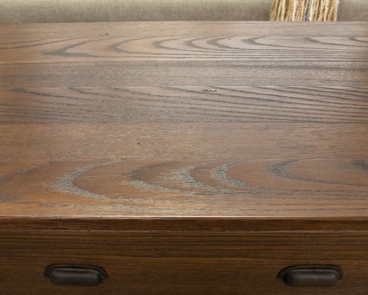 Pottery Barn Cocktail Table in Dark Finish Oak with Drawer
