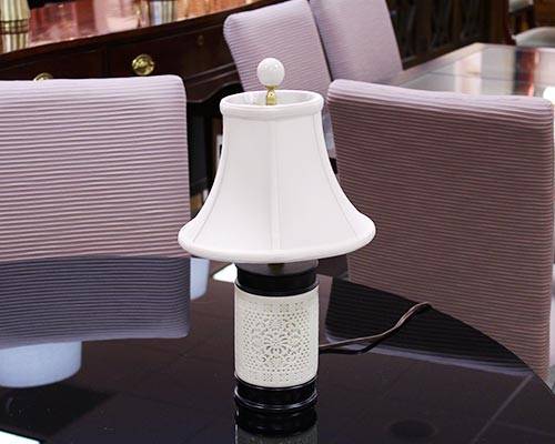 Bone China Pierced Night Light Lamp with Off White Bell Shade