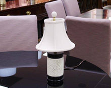 Bone China Pierced Night Light Lamp with Off White Bell Shade