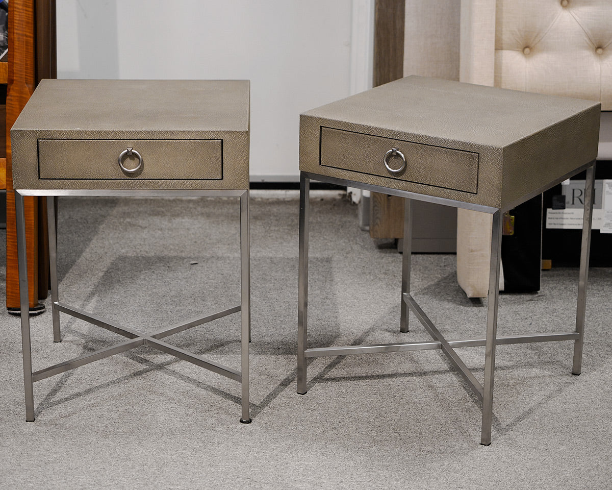 Pair of Restoration Hardware 'Graydon' Shagreen Nightstands