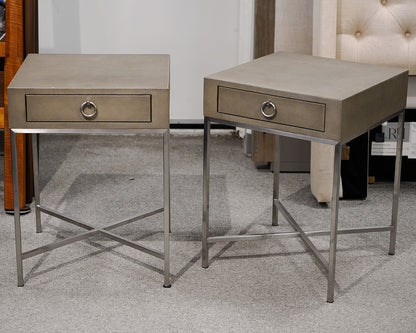 Pair of Restoration Hardware 'Graydon' Shagreen Nightstands