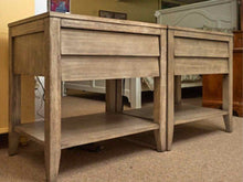 Pair Of Driftwood Finish 1 Drawer & Lower Shelf Nightstands
