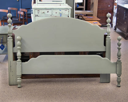 Solid Cherry Four Post Bed Finished in Sage Green