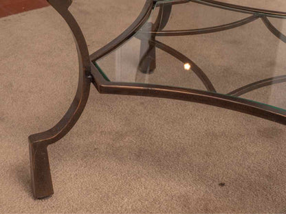 Glass Top Black Metal Base Cocktail Table