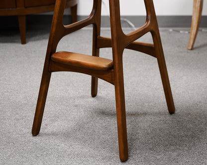 Set of Four Black and Walnut Bar Stools