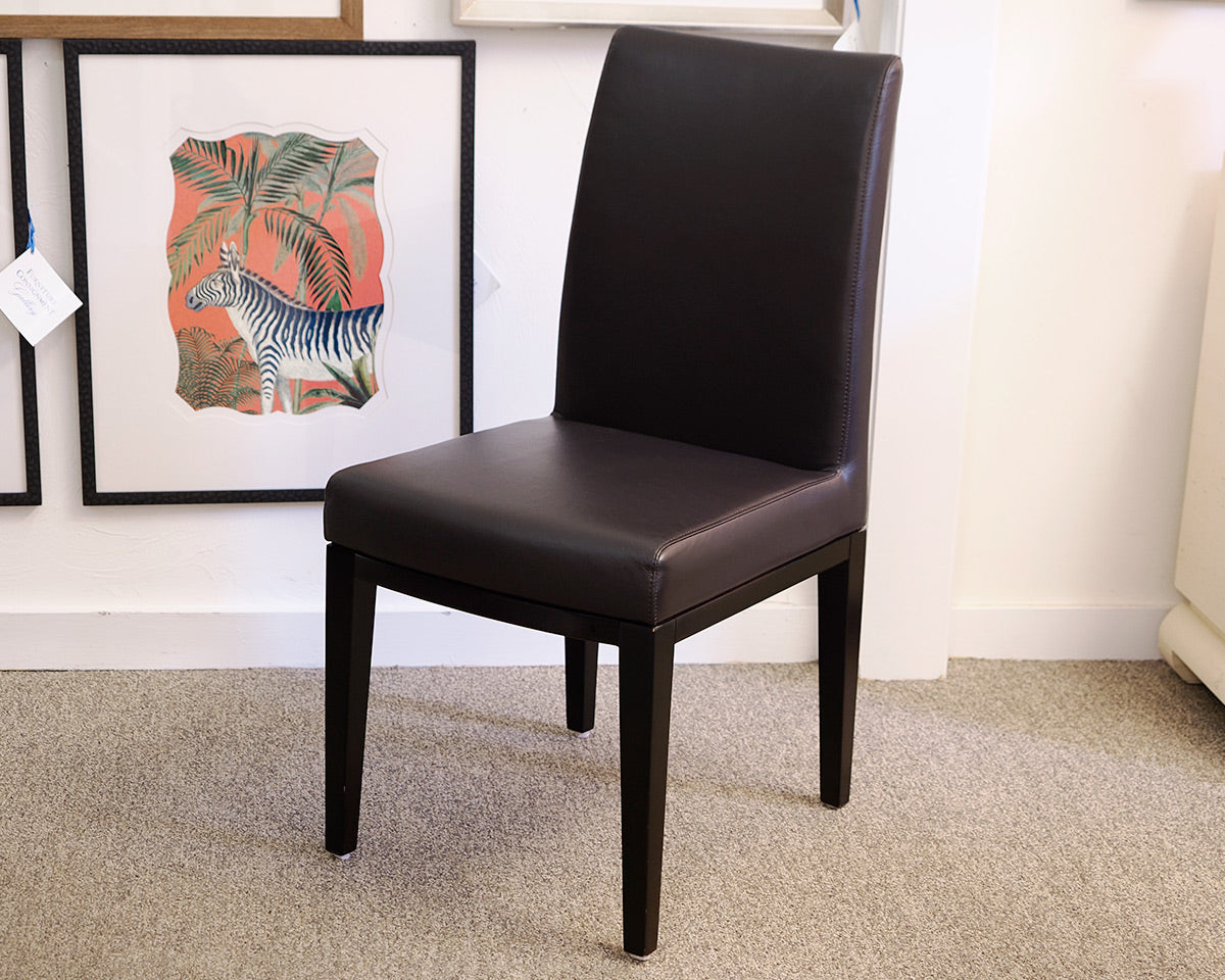 Set of 4 Chocolate Brown Faux Leather Parsons Dining Chairs