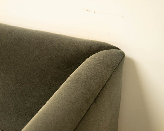 Baker Shelter Arm Bench Cushion 90" Sofa in Pine Velvet