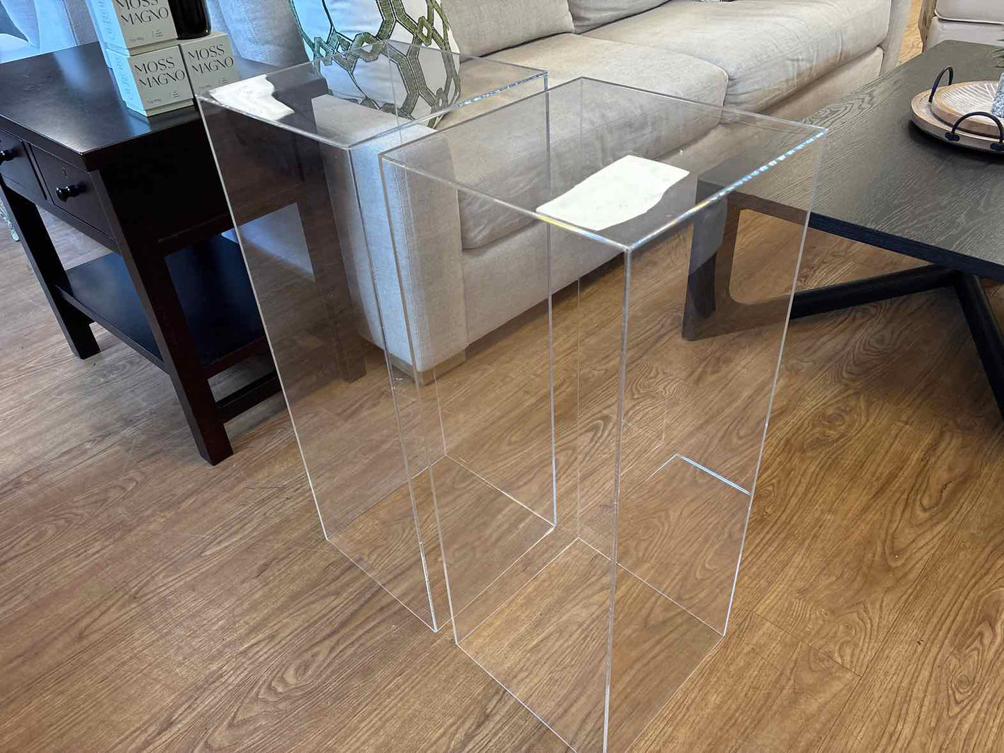 Pair of Clear Acrylic Pedestals