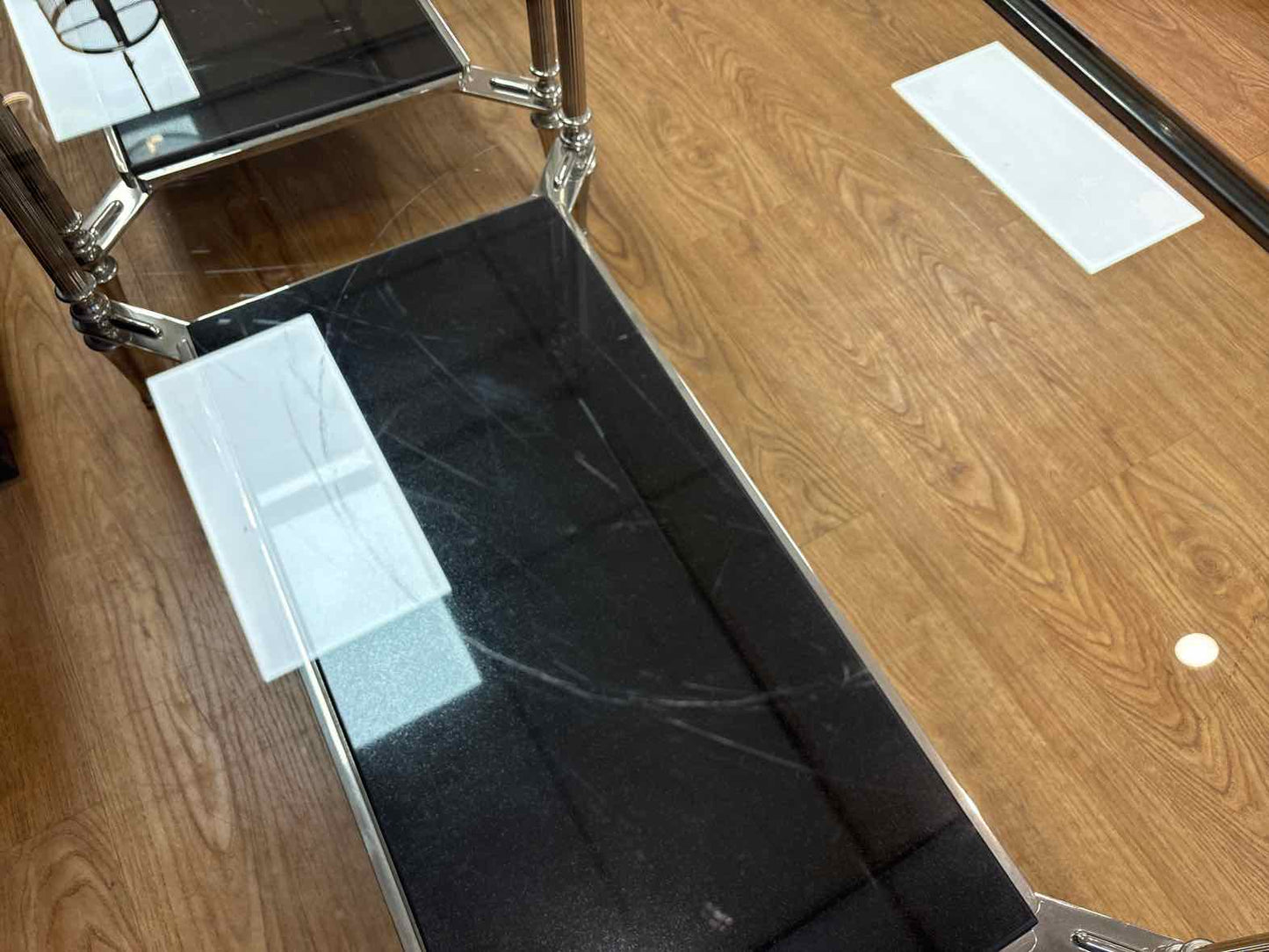 Pair of Chrome and Glass Side Tables