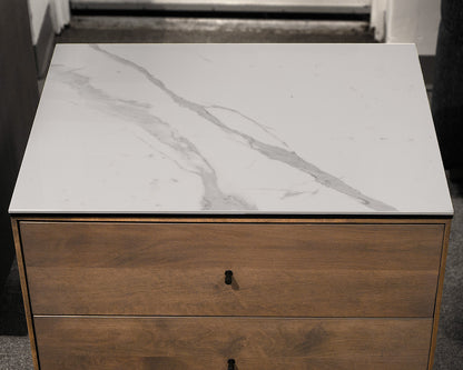 Pair of Room & Board Glass Top Nightstands