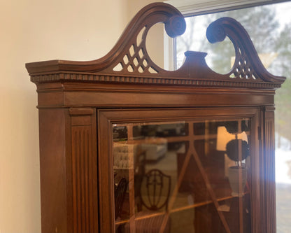 Mahogany Corner Cabinet with 1 Glass Door & 2 Wood Doors