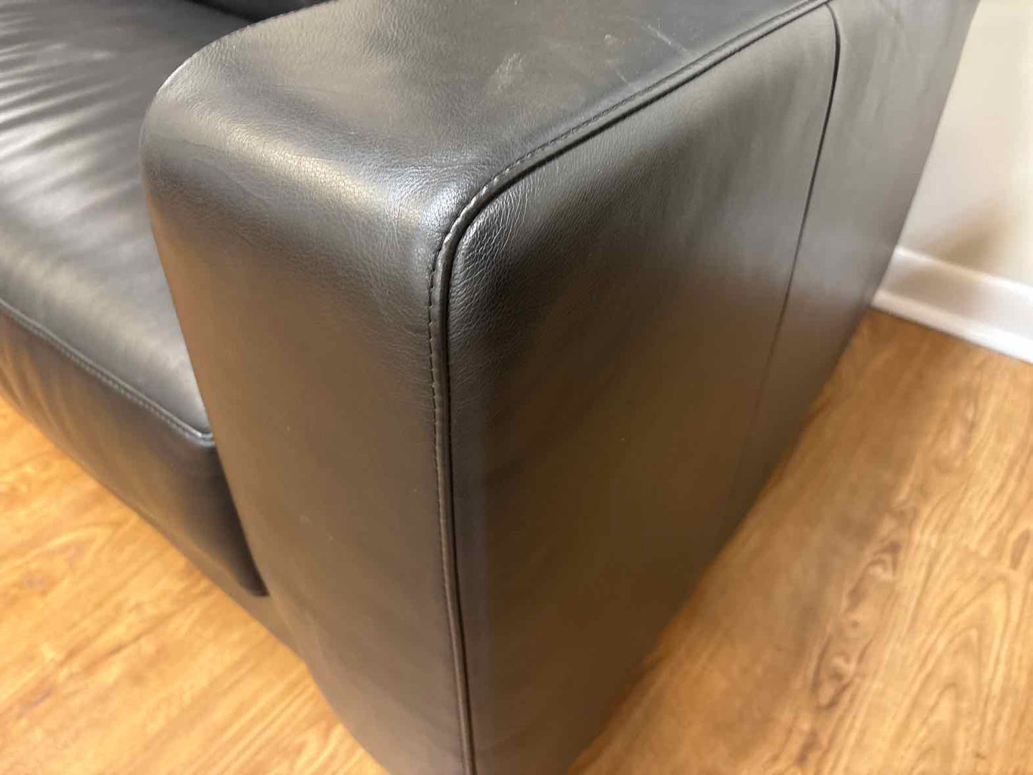 Ethan Allen Black Leather Sofa