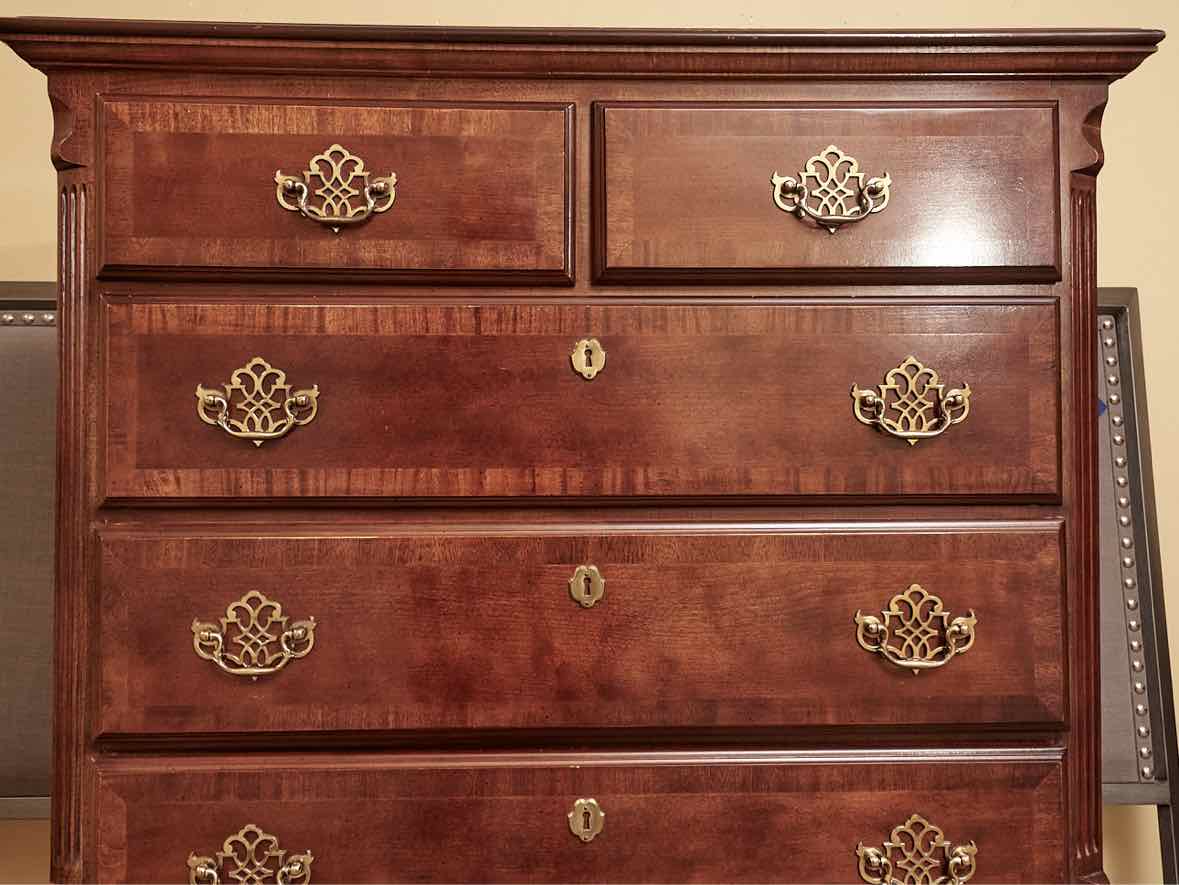Cherry Finish 7 Drawer Chest on Chest