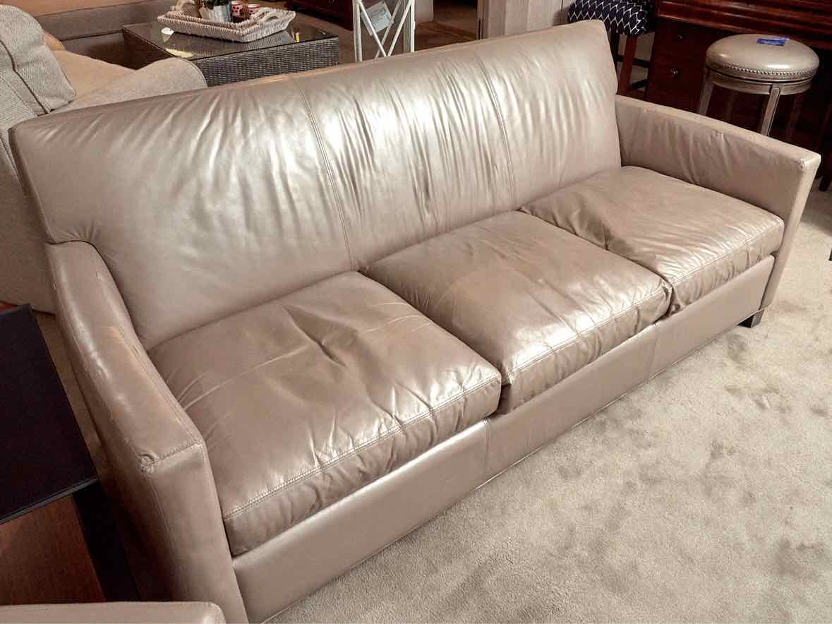 Boston Interiors Leather  Klyine  'Lustre Pebble' 3 Cushion  Sofa