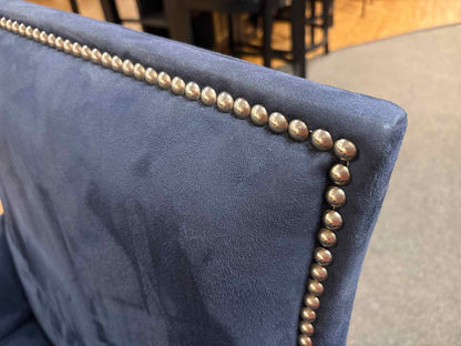 Set of 8 Deep Blue Suede Dining Chairs