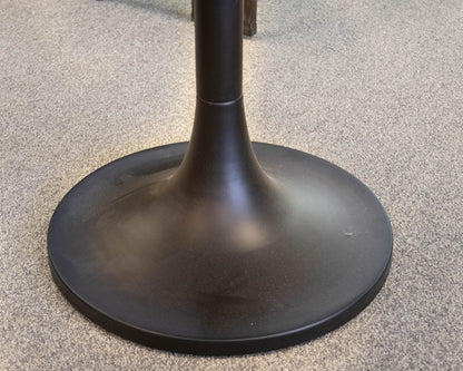 Williams Sonoma Plank Top Round Side Table on Black Metal Pedestal Base