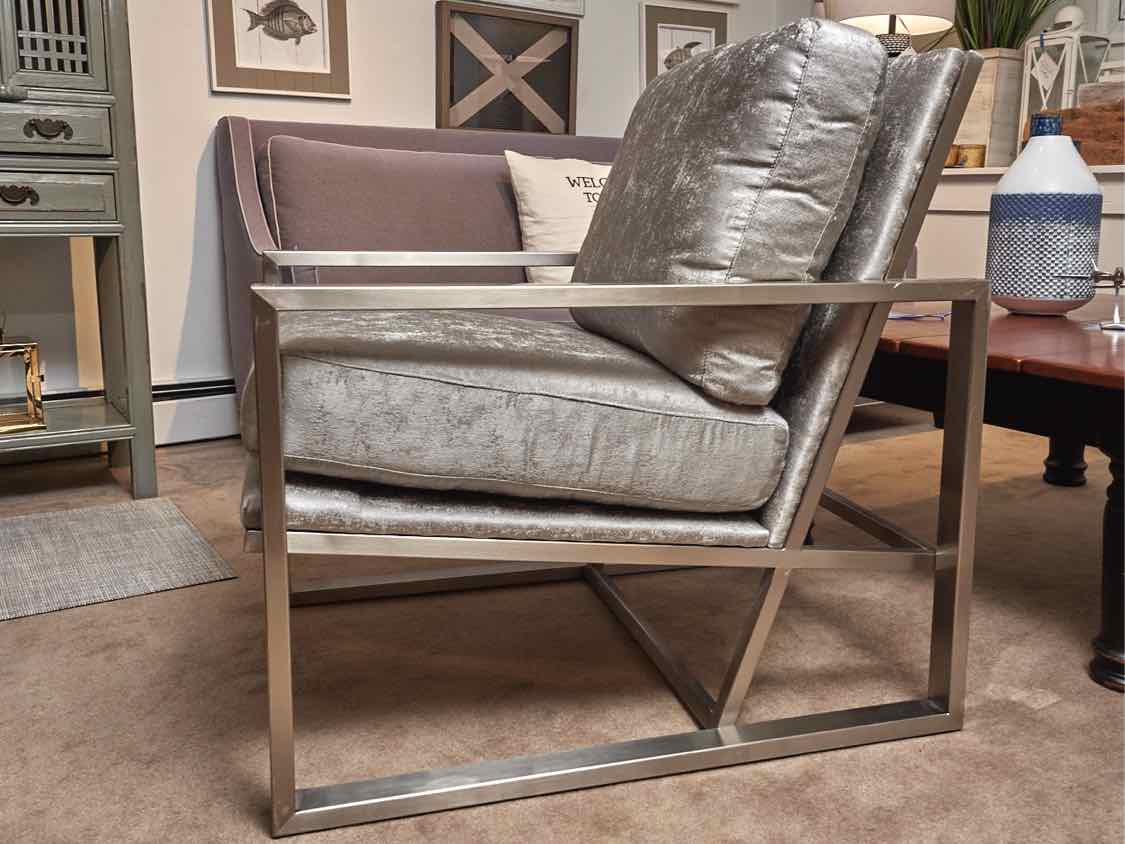 Rachael Ray Home Chrome Metal Frame 'Silver Pewter' Upholstered Cushions Chair