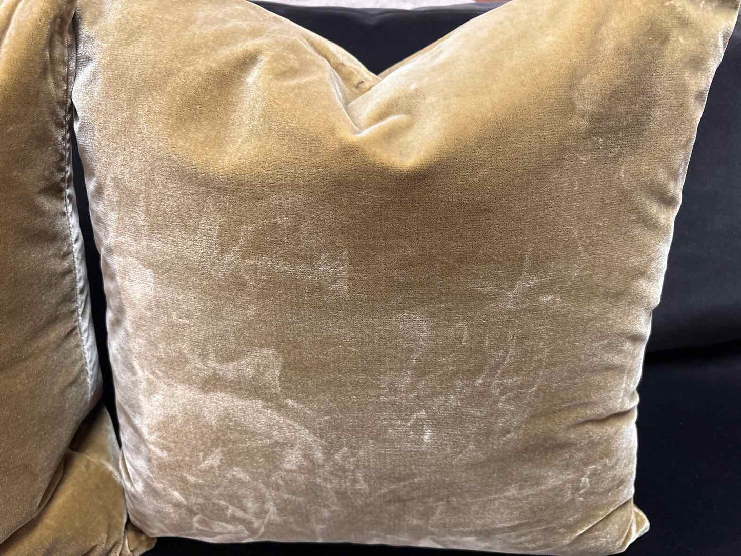 Pair of Antique Gold Velvet Accent Pillows