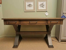 Liberty Furniture 3 Drawer Desk in Driftwood Grey  Finish & Trestle Base
