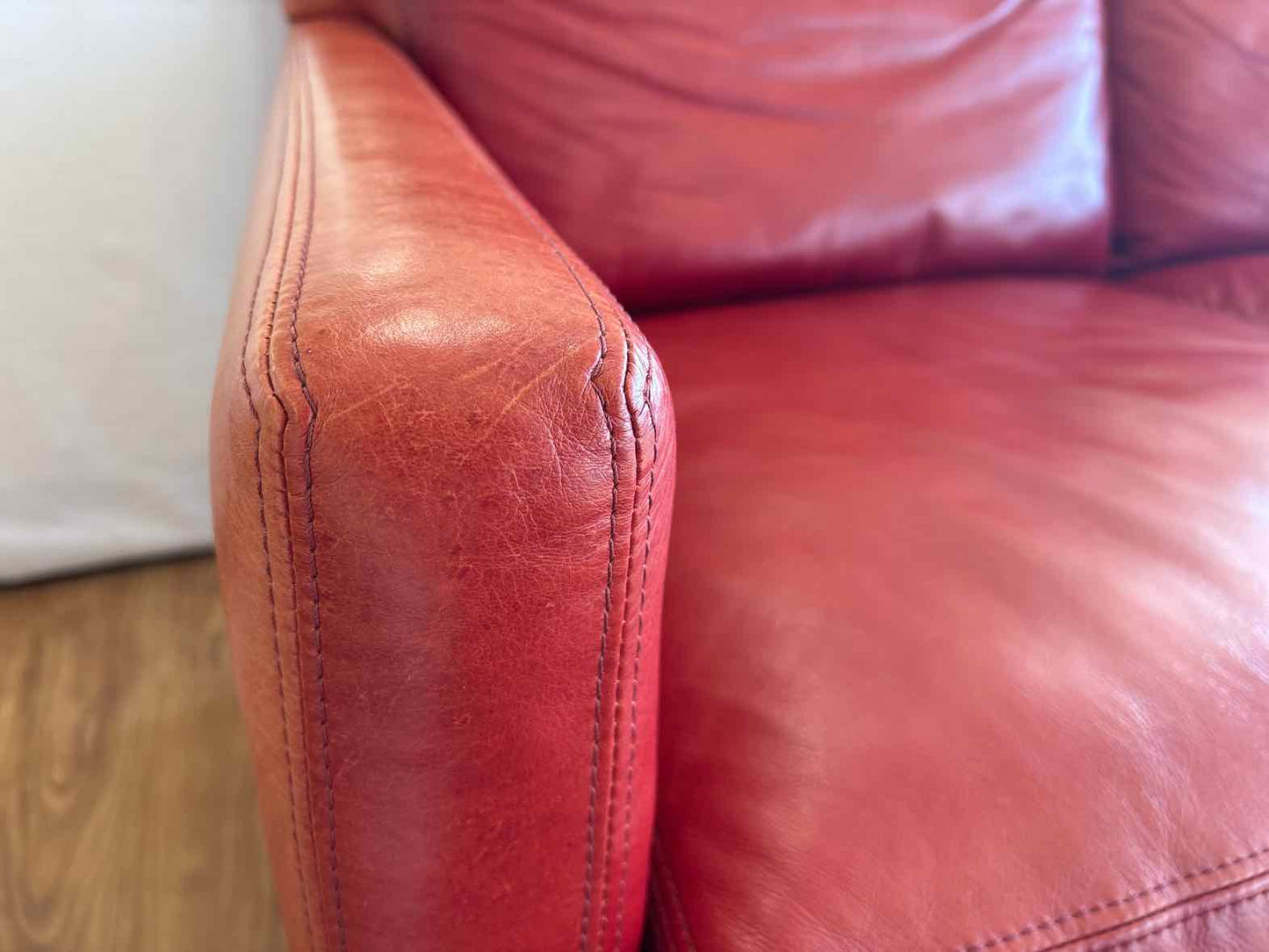 Lee Industries Red Leather Loveseat