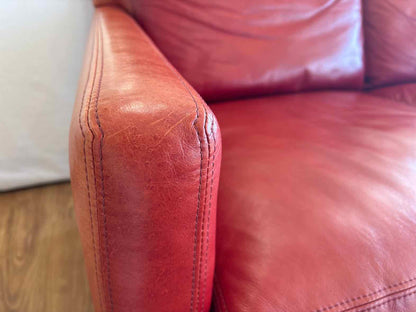 Lee Industries Red Leather Loveseat