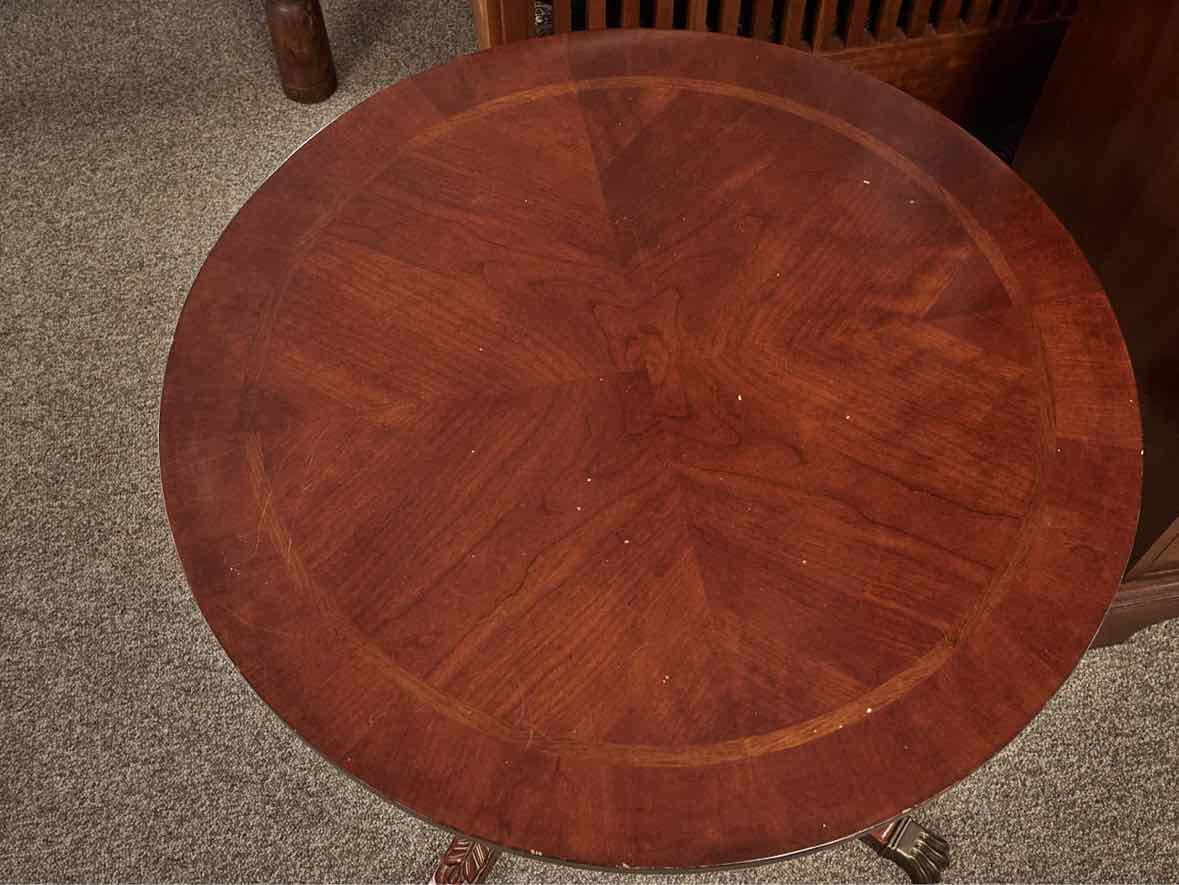 Inlaid Mahogany Drum Table W/ Drawer