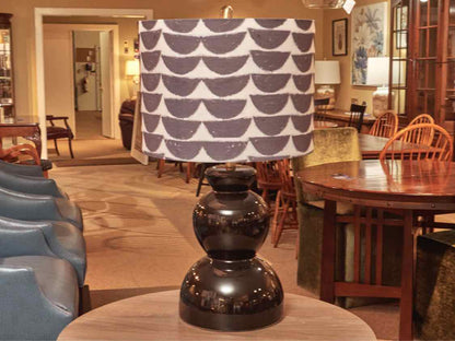 Wedge Gloss Black Ceramic Table Lamp & Pattern Shade