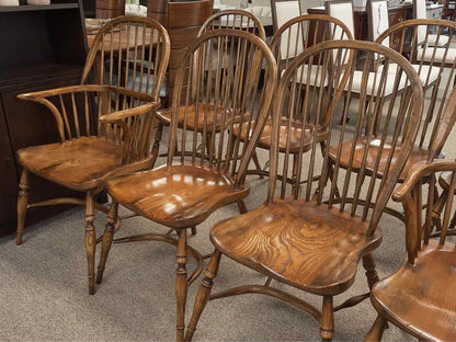 Set of 8 English Oak Windsor Dining Chairs from Leonard's