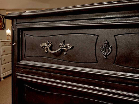 Dixie  French Provincial  Black Finish 5 Drawer Tall Chest