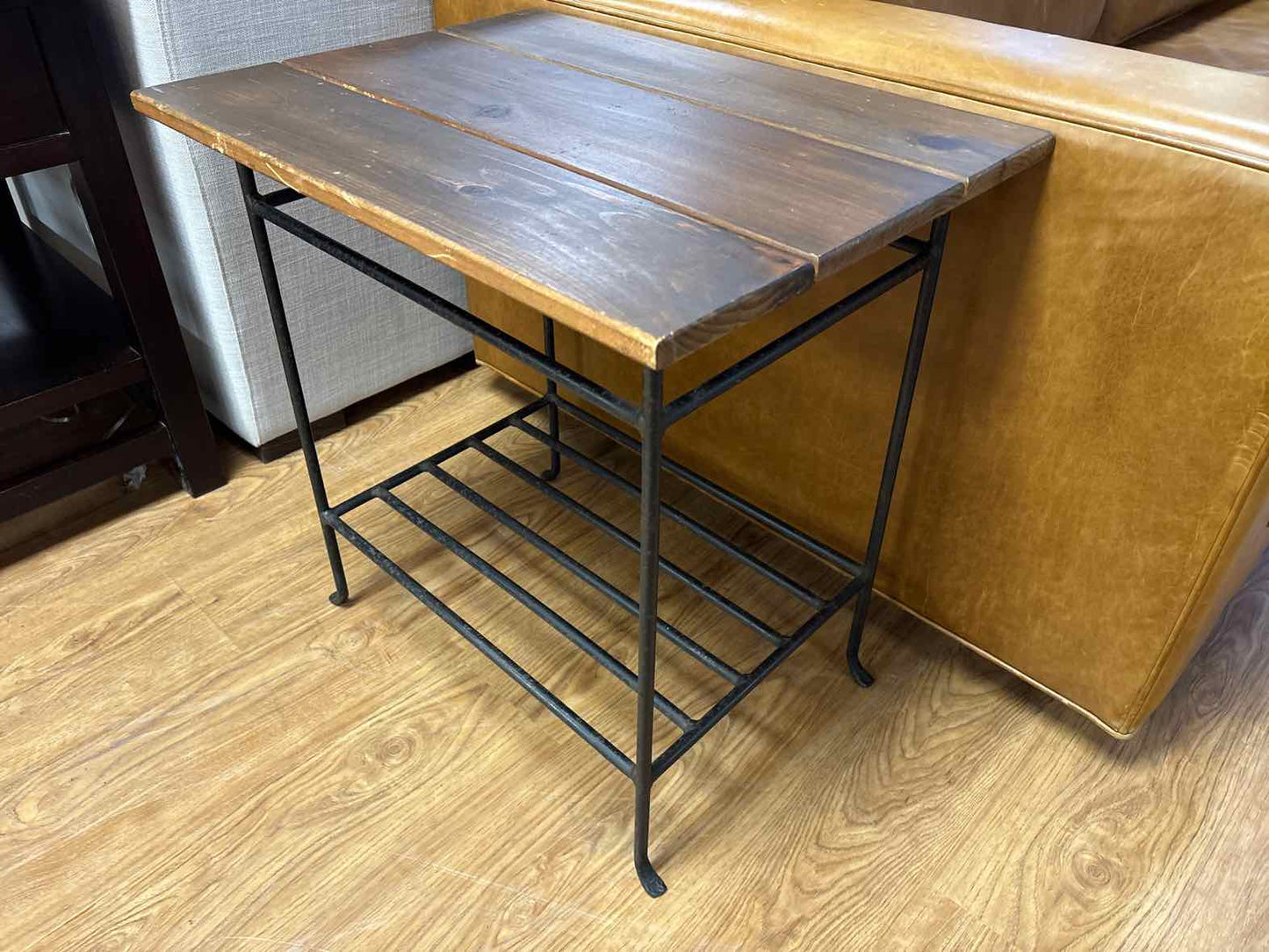 Pottery Barn Wood and Iron Side Table