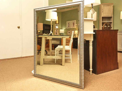 Silver Mirror with Ribbed Border Frame