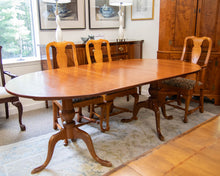 Eldred Wheeler Double Pedestal Cherry  Table & 8 Tiger Maple  Chair Set
