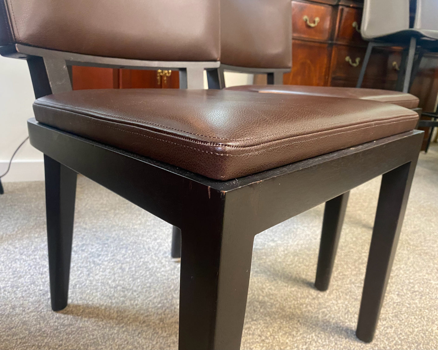 Pair of Holly Hunt Mahogany & Chocolate Dining Chairs