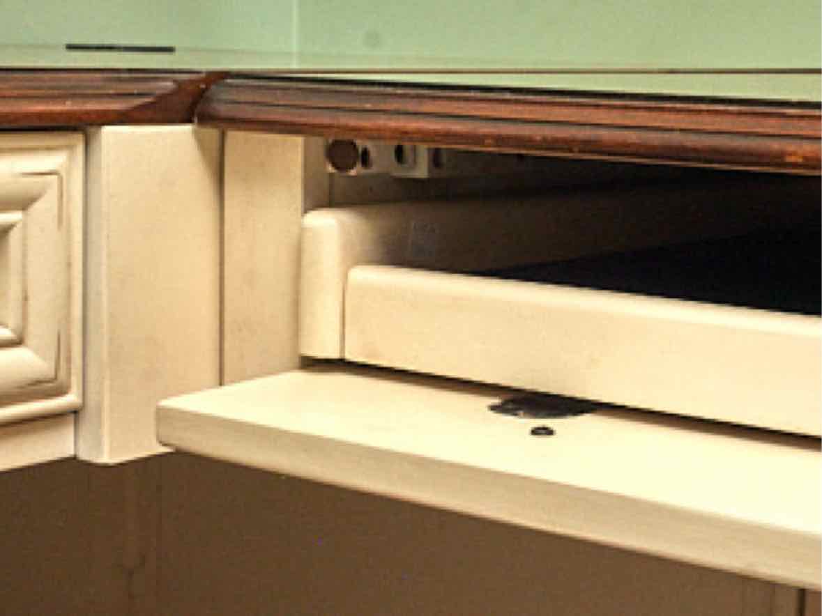 Cream Finish L Shaped Desk with Cherry Top