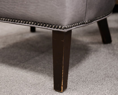 Crate & Barrel Gray Leather Wing Chair