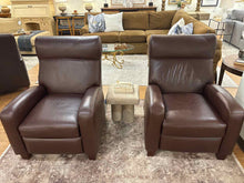 Barcalounger Pair of Chestnut Brown Leather Recliners