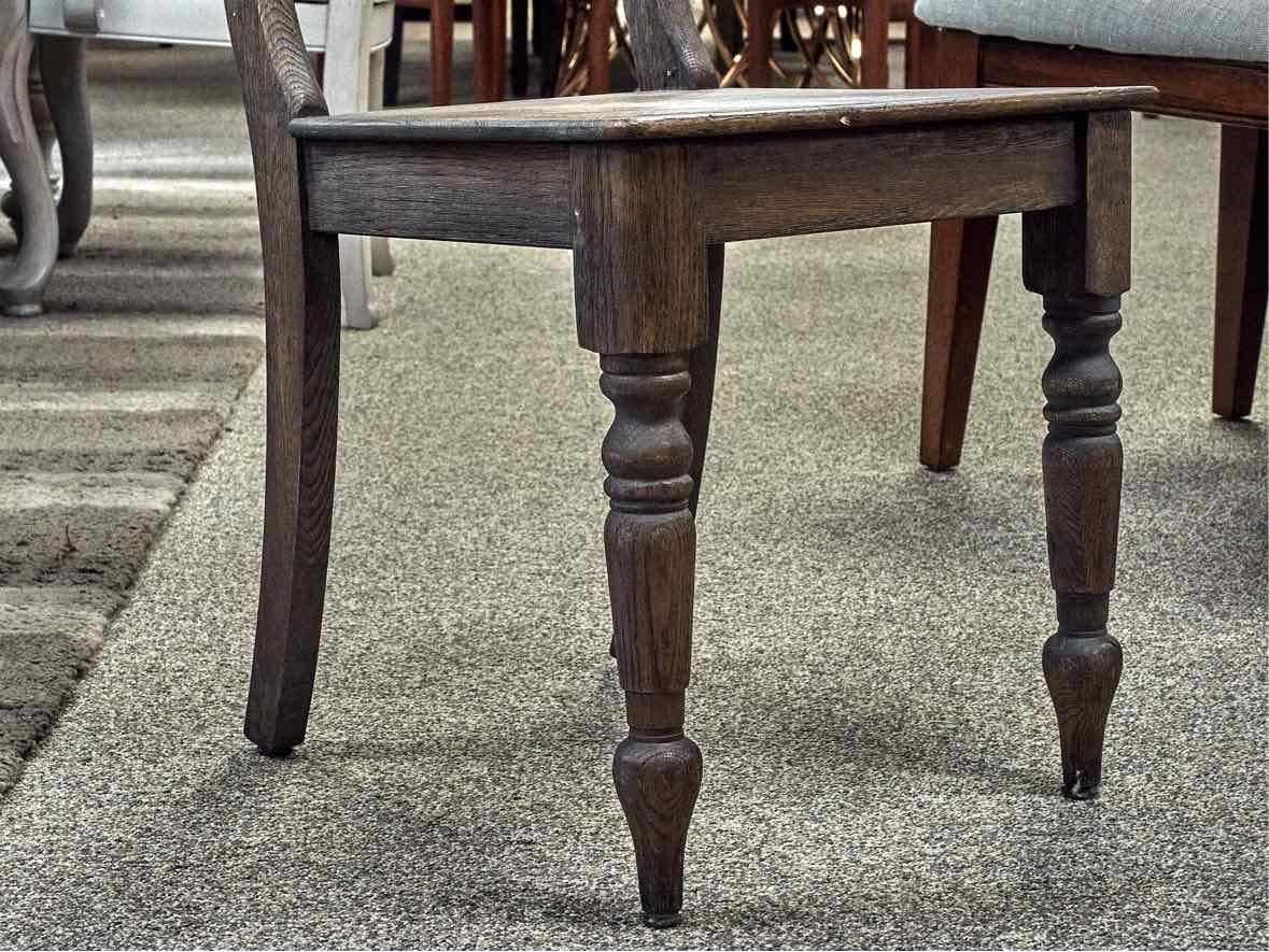 RH 19th C. Oak Baluster Dining Table & Set of 6 English Schoolhouse Side Chairs