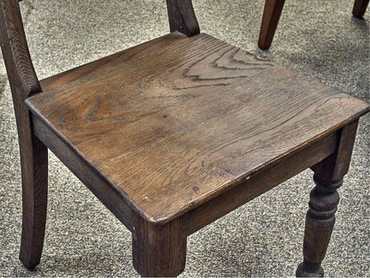 RH 19th C. Oak Baluster Dining Table & Set of 6 English Schoolhouse Side Chairs