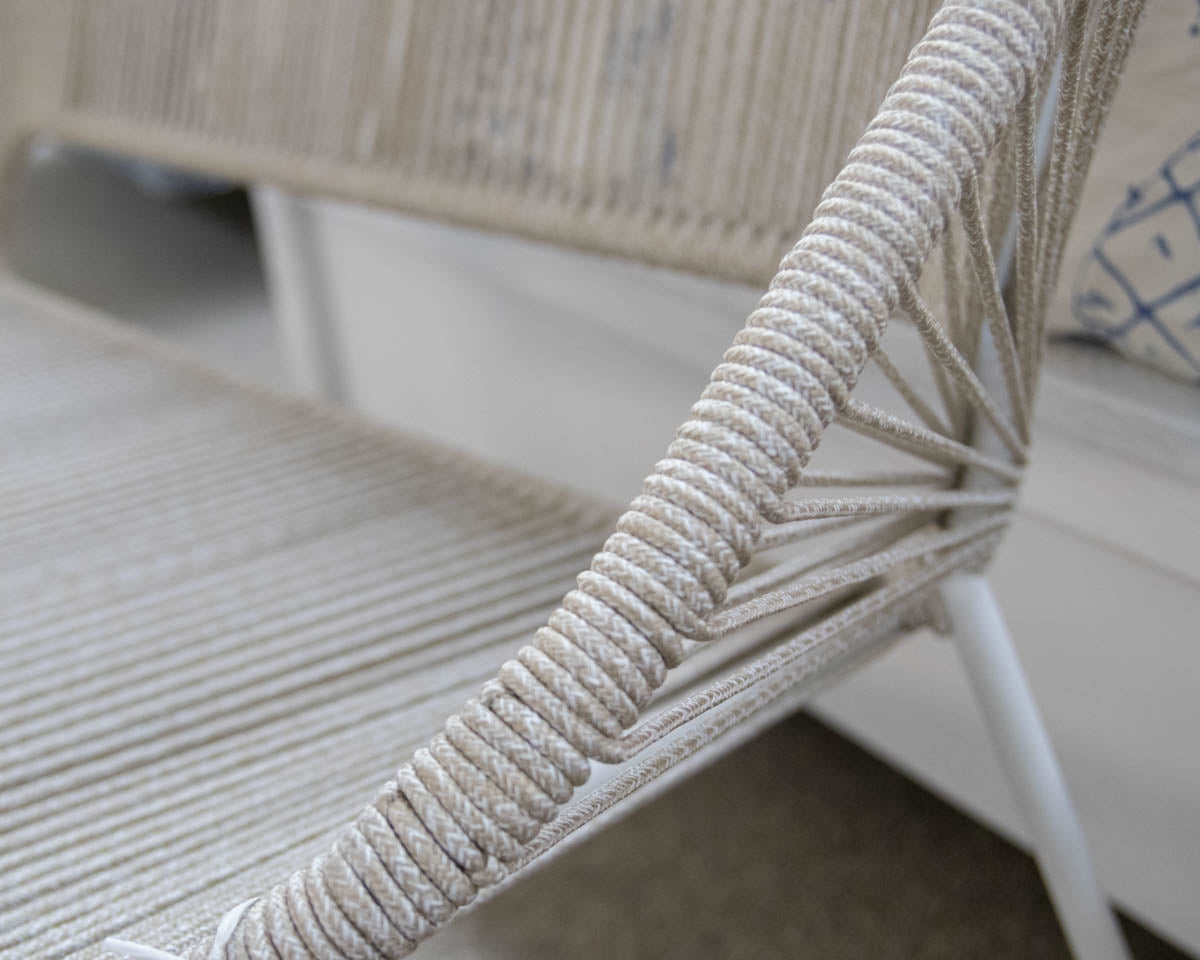 Mid-Century Modern Style Cord Wrapped Settee on Metal Frame